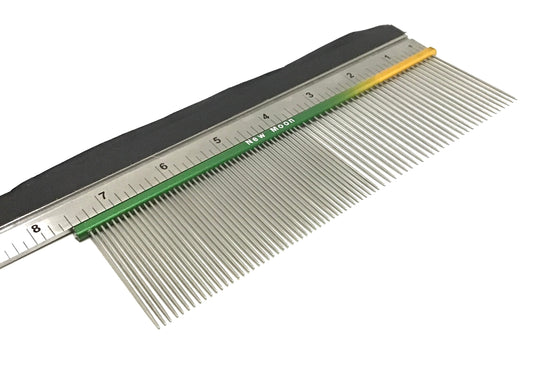 New Moon Long Tooth Show Class Rainbow Dog Grooming Comb(green/yellow)