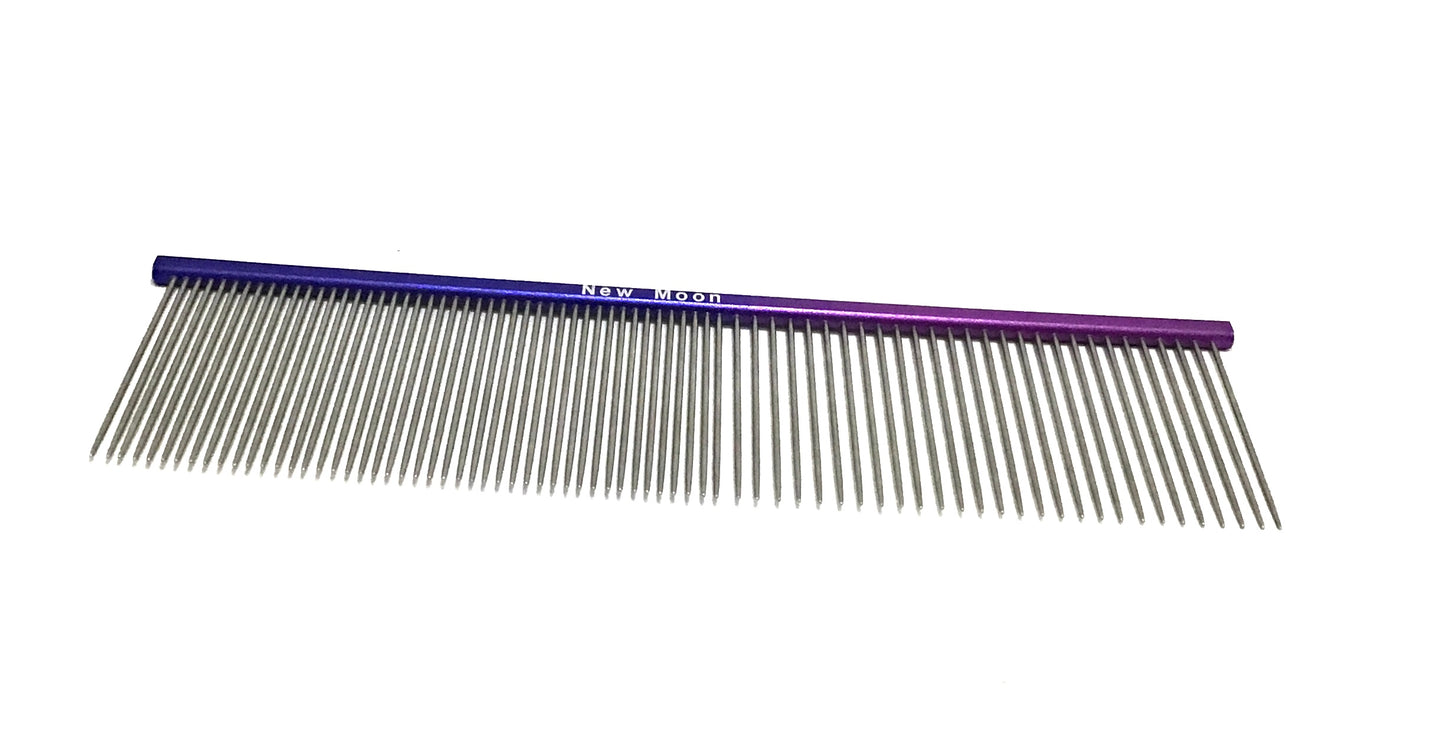 New Moon Long Tooth Show Class Rainbow Dog Grooming Comb(purple/pink)