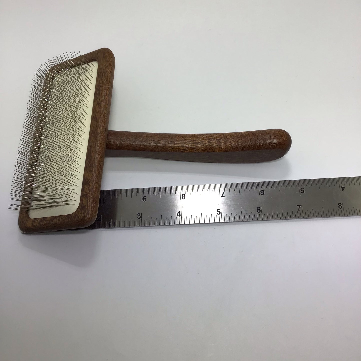 New Moon Competition Grade Slicker Brush, "Sapele Natural Mars"