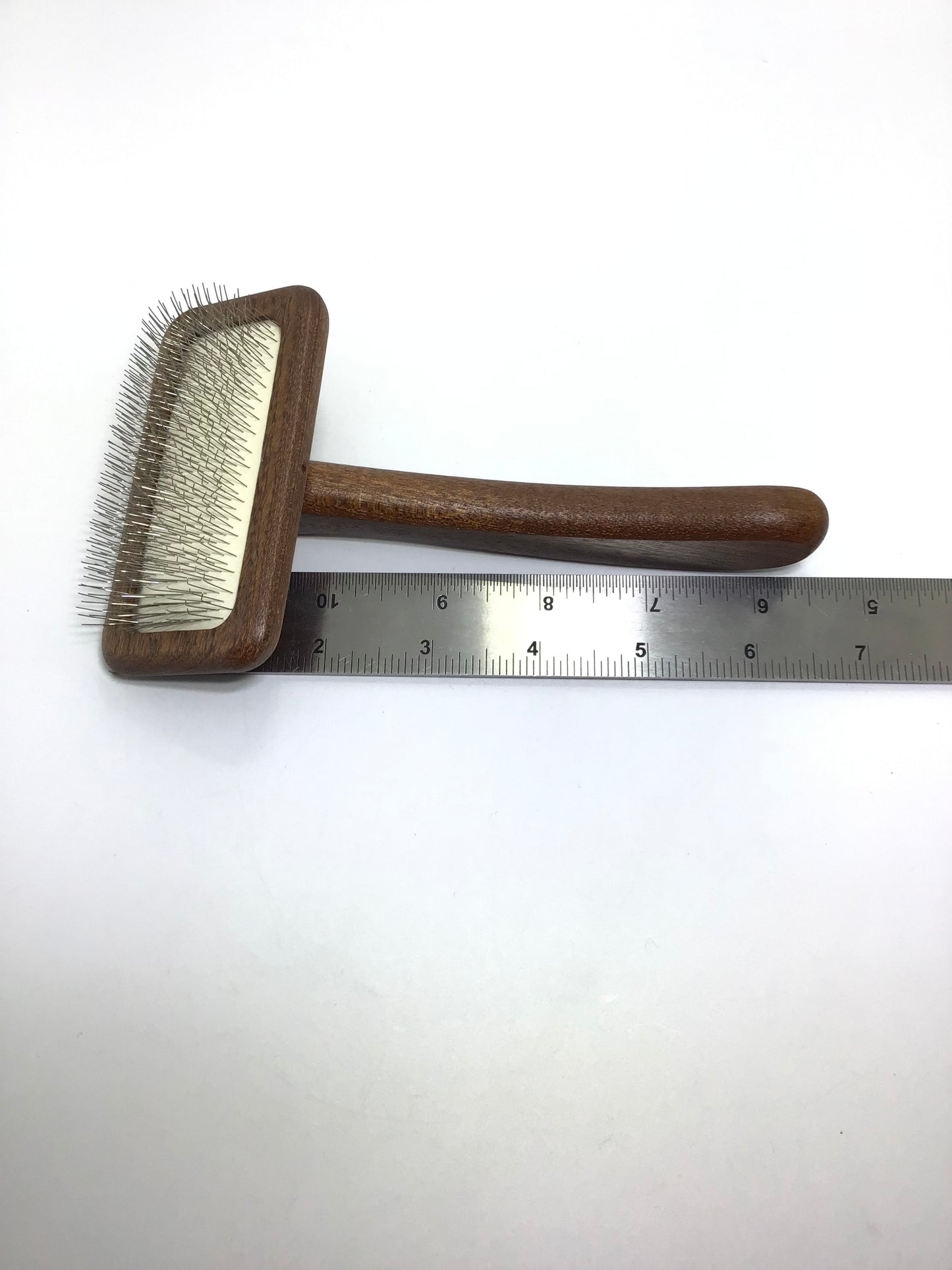 New Moon Competition Grade Slicker Brush, "Sapele Natural Mars"