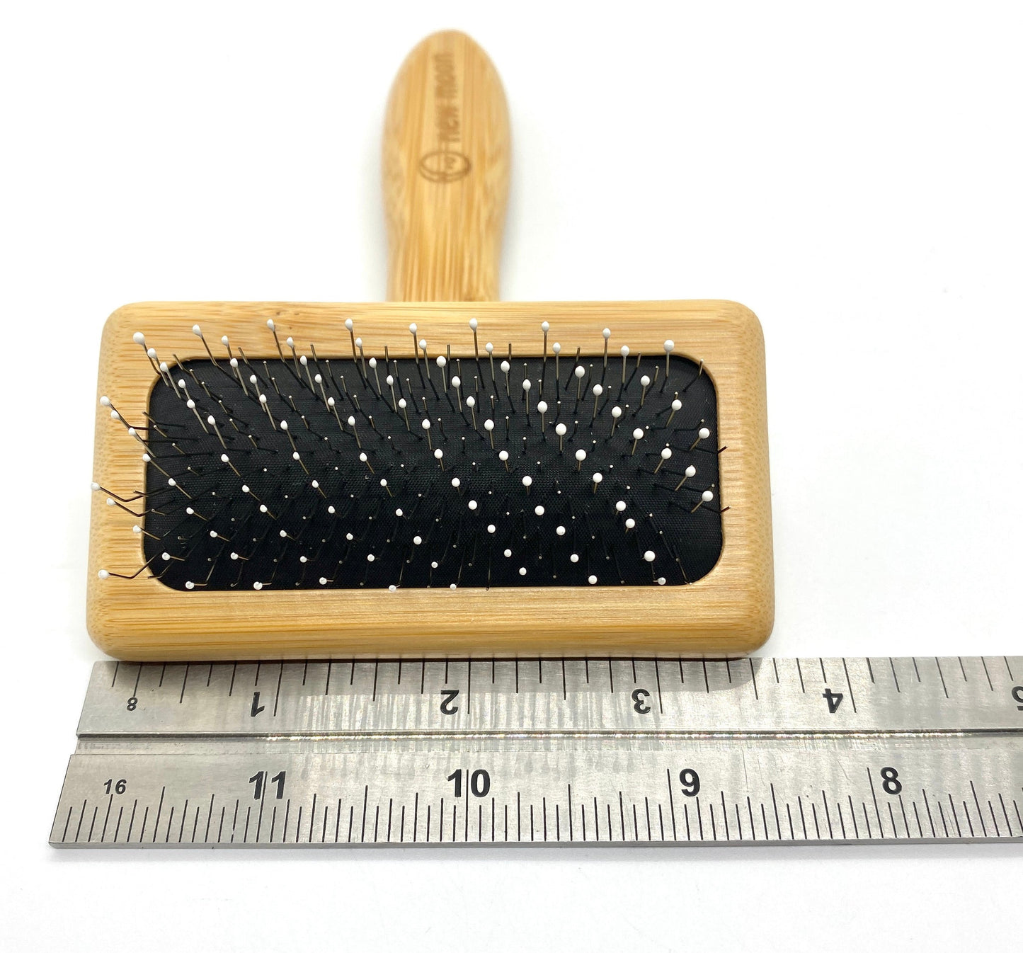 Earthy Bamboo Show Class Slicker Brush w/ round bead dots