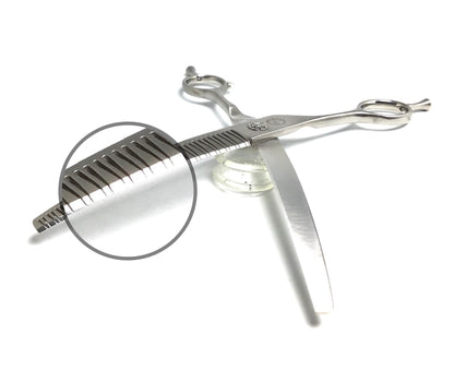 Left Handed New Moon Zig Zag Curved Eraser Blender Dog Grooming Scissor