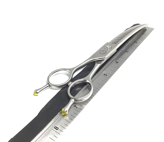 Left Handed New Moon Zig Zag Curved Eraser Blender Dog Grooming Scissor