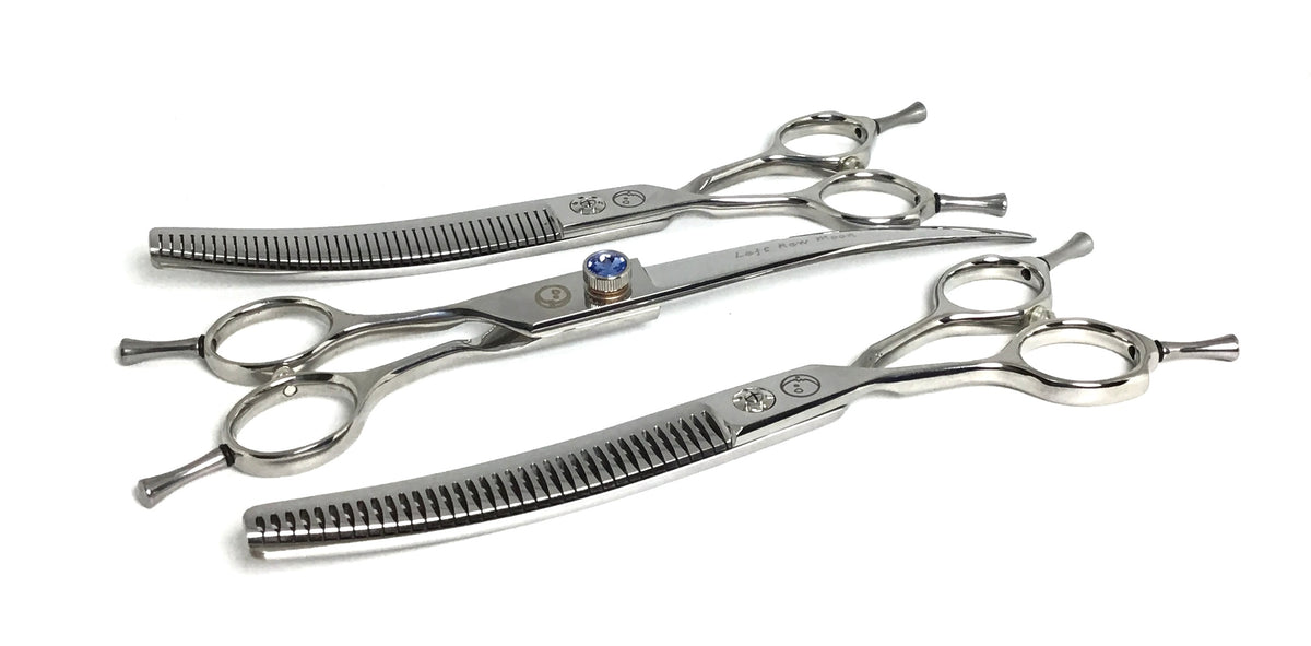 Left Handed Moonshiner Fluffer 3pc Dog Grooming Scissor Set