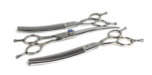 Left Handed Moonshiner Fluffer 3pc Dog Grooming Scissor Set