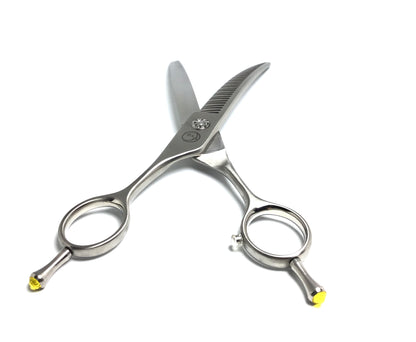 Left Handed New Moon Zig Zag Curved Eraser Blender Dog Grooming Scissor